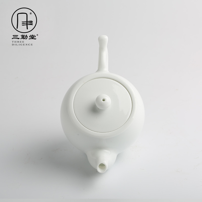 The three frequently kung fu jingdezhen ceramic teapot kung fu tea set small white porcelain teapot manual high white glazed bamboo pot