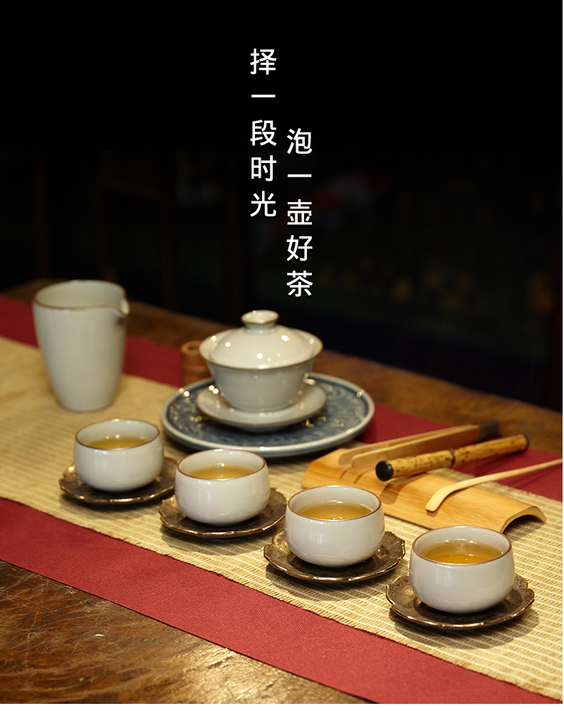 Three frequently hall official kilns kung fu tea set of suit tureen jingdezhen ceramics cup gift boxes giving gifts