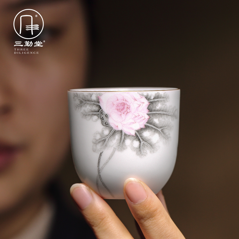 The three frequently ceramic cups sample tea cup color ink master cup single CPU jingdezhen kung fu tea set personal cup fragrance - smelling cup