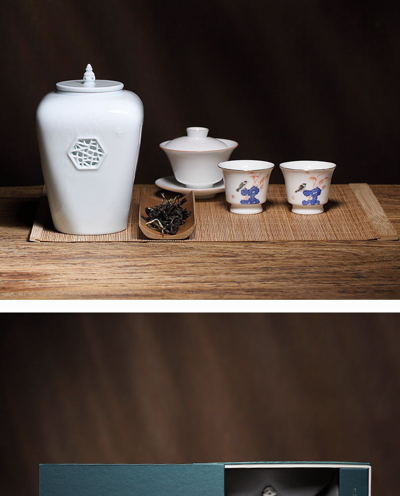 Three frequently hall jingdezhen ceramic seal up tea caddy fixings image more kung fu tea set S51013 POTS of tea storehouse