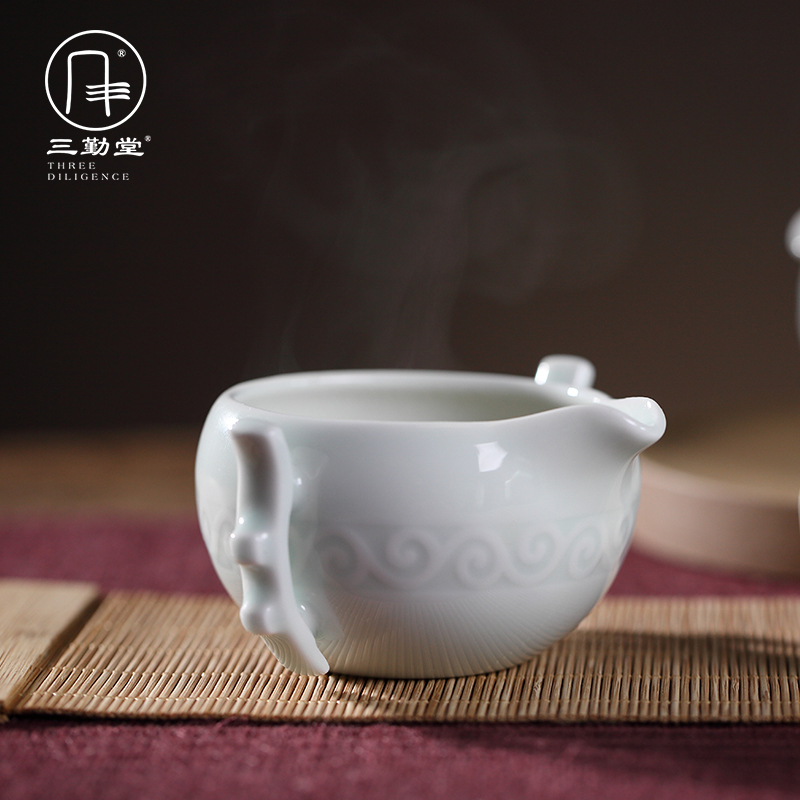 Kung fu tea set three frequently hall jingdezhen ceramic fair BeiYing green manual its tea tea cup and cup