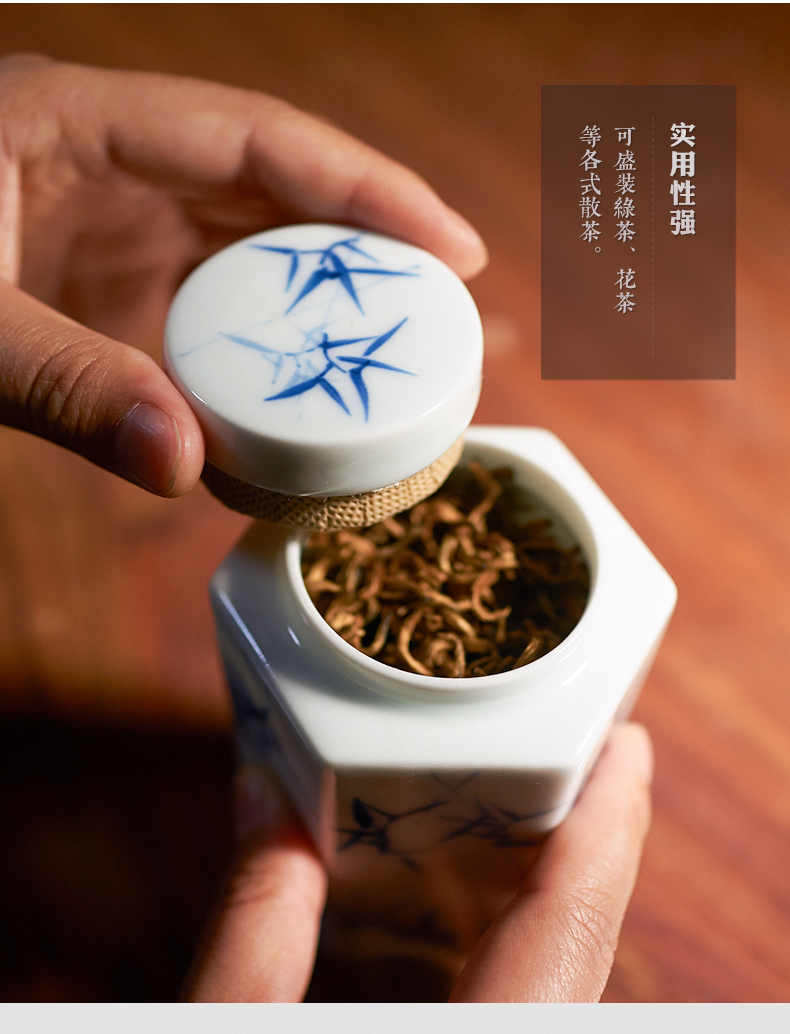 The three frequently do caddy fixings small storage POTS of jingdezhen tea service hand - made portable sealed as cans portable S52015