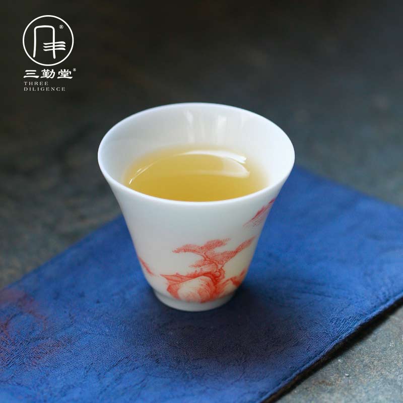 Three frequently hall jingdezhen ceramic cups master cup single CPU kung fu tea set white porcelain tea cup sample tea cup S42102