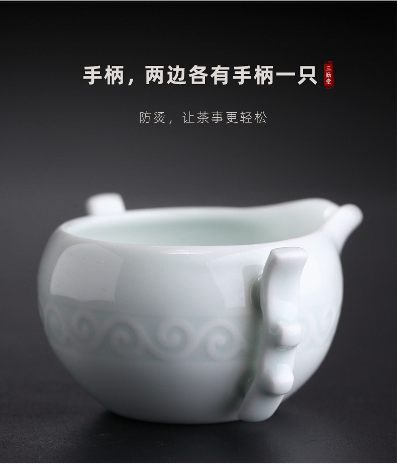 Kung fu tea set three frequently hall jingdezhen ceramic fair BeiYing green manual its tea tea cup and cup