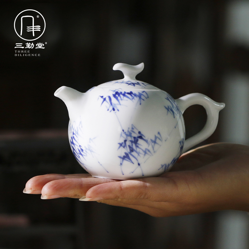 The three frequently do kung fu tea pot of jingdezhen ceramic tea set under glaze color porcelain miniature S22007 tea machine
