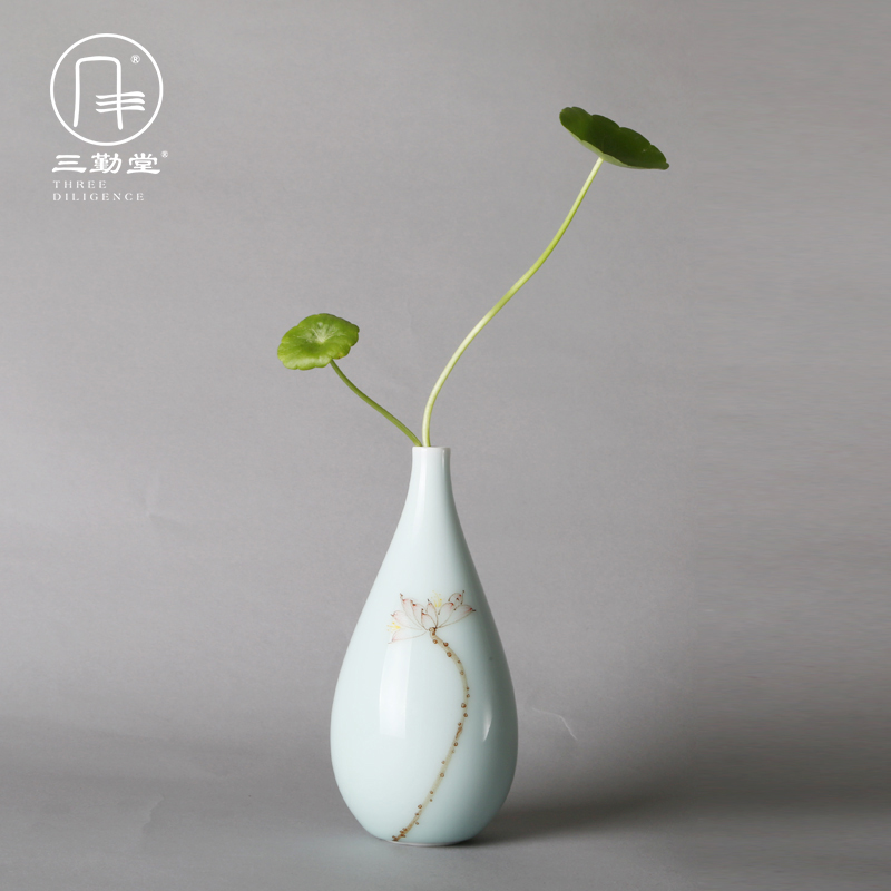 Jingdezhen ceramic flower flower implement three frequently hall tea hand - made floret bottle home furnishing articles kung fu tea spare parts