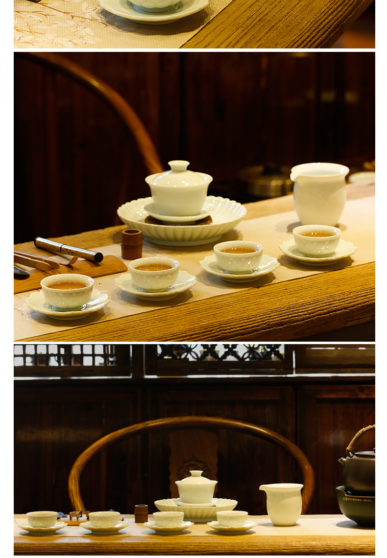 The three frequently jade porcelain sample tea cup small jingdezhen ceramic cups kung fu tea set, The second generation violet petals masters cup