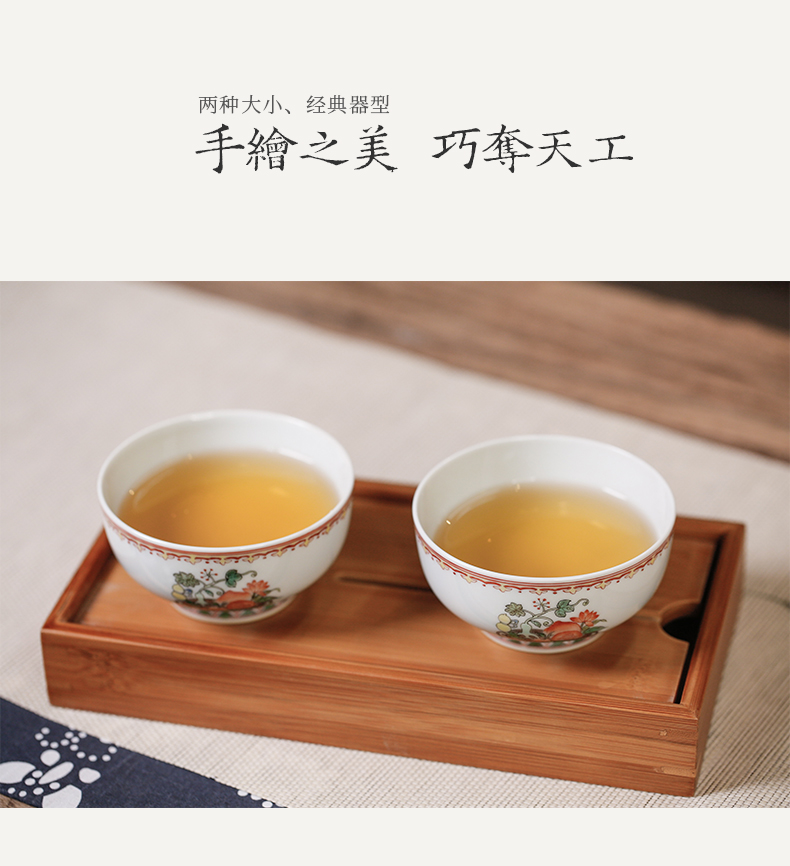 Three fish frequently hall lotus single cup size ceramic masters cup sample tea cup tea sets jingdezhen kung fu tea cup