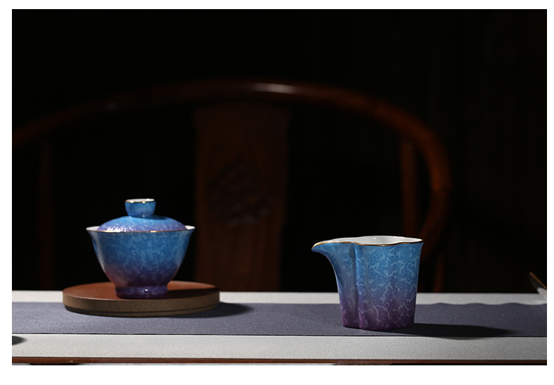 Three frequently hall, pick flowers, jingdezhen ceramic fair keller kung fu tea set points make tea tea is a cup of tea and a cup of sea S32034