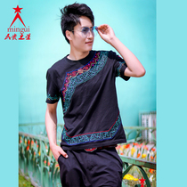 Mingui Star 2020 New t-shirt male and female Couple suit Liangshan Yi Embroidery Compassionate Black White Machine Embroidery