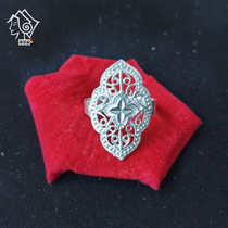 Liangshan Yi ethnic pure silver ring female 999 pure silver pure handmade hollowed-out carved flower opening ring ring national wind jewelry