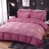 Chăn ấm pha lê dày đơn mảnh phiên bản Hàn Quốc của nhung san hô ab ab cotton dệt kim flannel 200x230 quilt 7x7 mền Quilt Covers