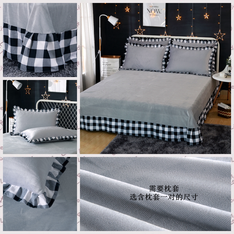 Cotton và nhung ấm pha lê nhung tấm đơn mảnh flannel Hàn Quốc nhung nhung rắn màu dày đôi giường thảm nhung trải giường
