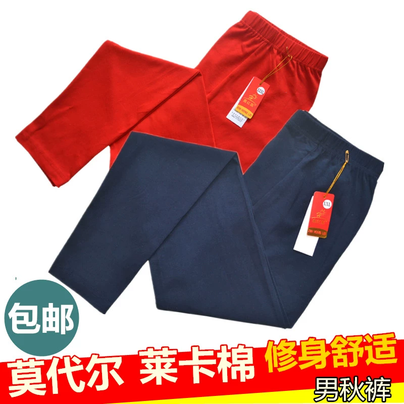 Lycra cotton nam dài quần dài mỏng phương thức mùa hè siêu mỏng một mảnh xà cạp cotton quần ấm quần lót quần lót - Quần nóng lên