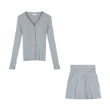 Комплект, трикотажный лонгслив, осенняя юбка в складку, мини-юбка, в стиле Шанель