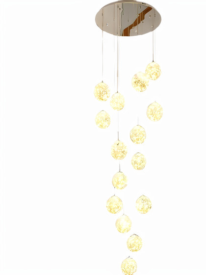 Staircase Chandelier with Starry Lights, Loft Duplex Living Room Lamp, Modern Minimalist Nordic Light Luxury Apartment Open Space Long Chandelier