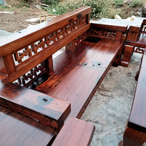 Old boat wood solid wood sofa chair combined new Chinese trio bit u type sofa ancient shipwreck wood casual outdoor furniture