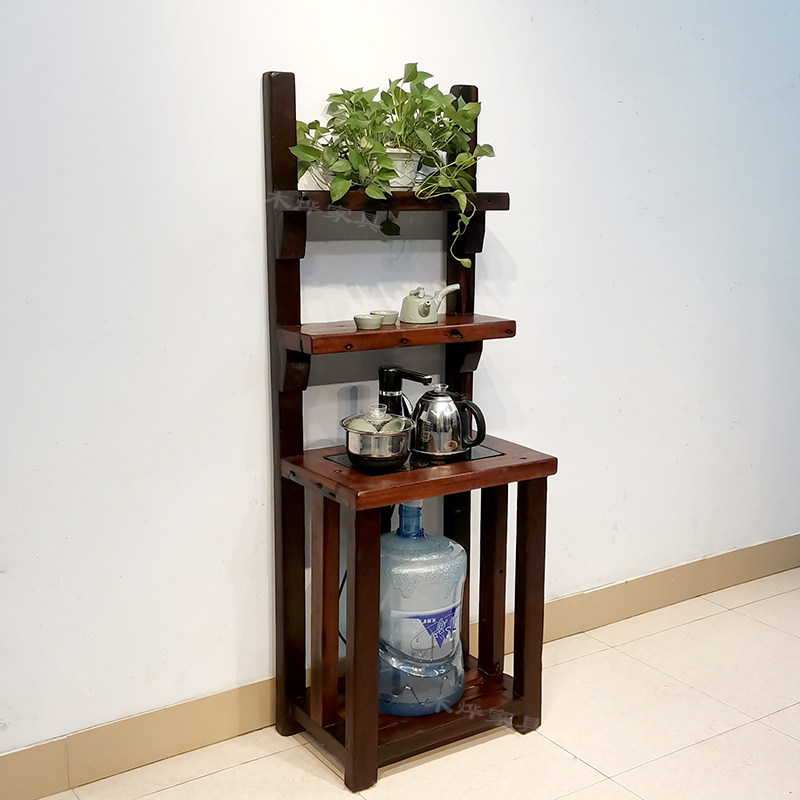 Old boat wood tea frame can move the living room home balcony multi - floor solid wood flour frame 2022 new simple models