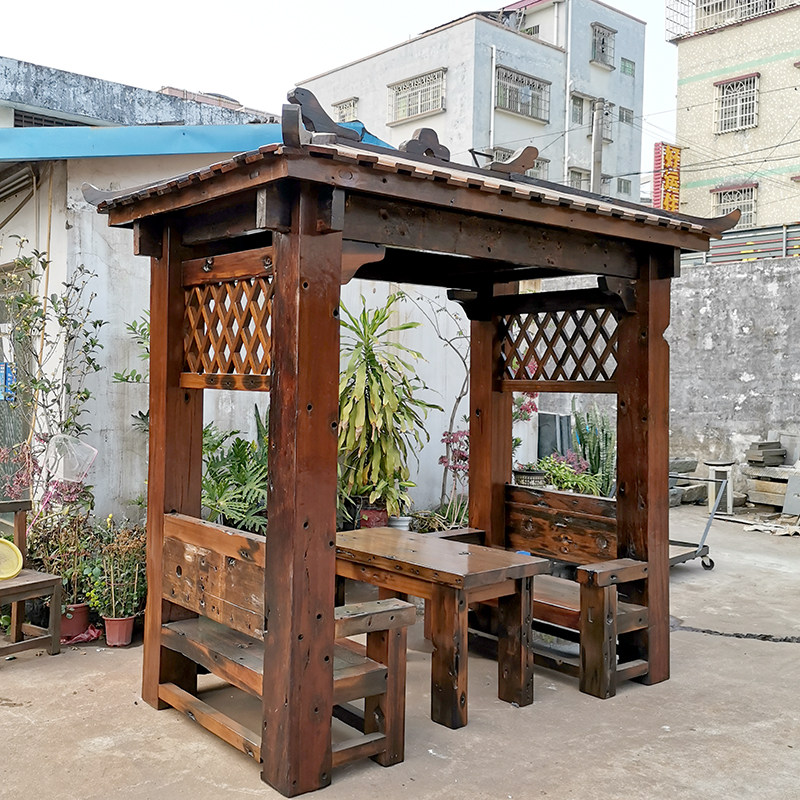 Old Boat Wood Pavilions Outdoor Patio Villa Pavilions Pavilions Ancient Building Forest Landscape Garden Four Corners Thickened Imitation Antique Solid Wood-Taobao
