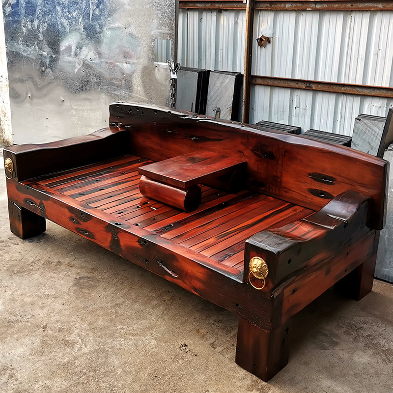 Old boat wood Arhat bed new Chinese solid wood sofa bed living room Zen antique simple modern small apartment furniture