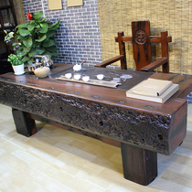 Authentic Old Boat Tea Table and Chair Combined Desk in one of the two-use Solid Wood Meeting Table Outdoor Balcony Tea Stand