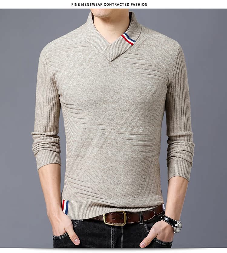 Áo len cashmere nam cổ chữ V mới chạm đáy áo Slim Erdos Áo len nam mùa đông co giãn áo len thủy triều áo len nam