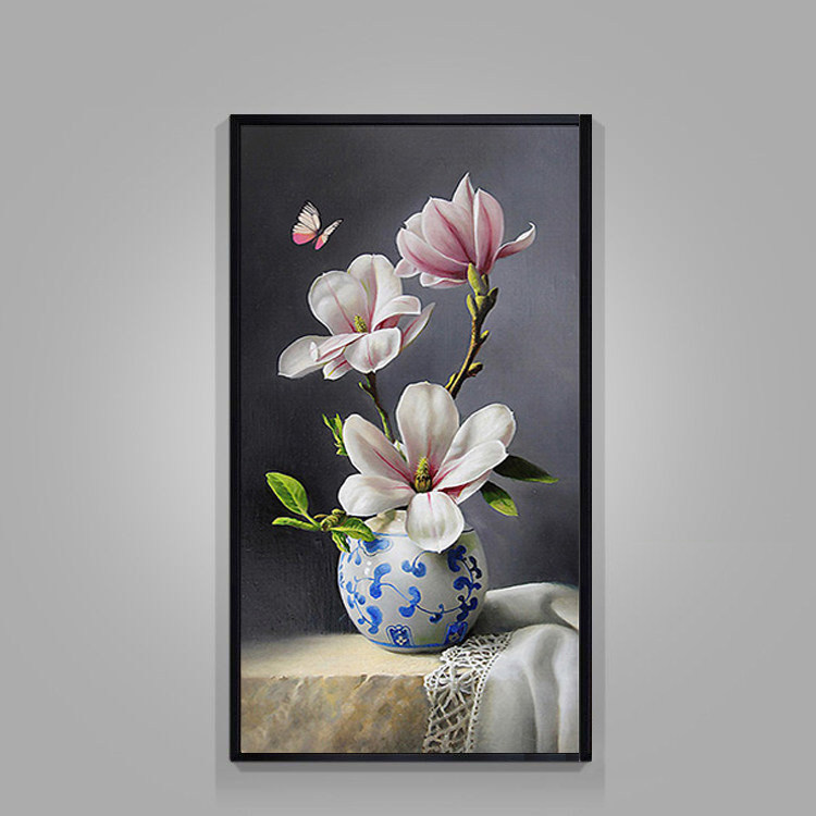 Mona Lisa Cross embroidered new living room dining room Dining Room Steep hanging picture minimalist Modern Mudan Flower Bottle Flower Chart