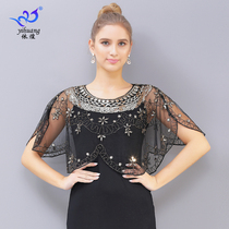 New web-yarn sequel with small shawl gown jacket head cloak-shoulder short sequel outside bright sheet Balls Thin Lady Cloister