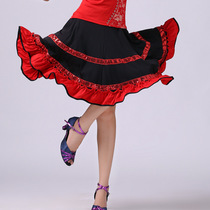 Square dance sequins large hem skirts dance competition clothes practice half-body dress dance dress Latin dance performance dresses