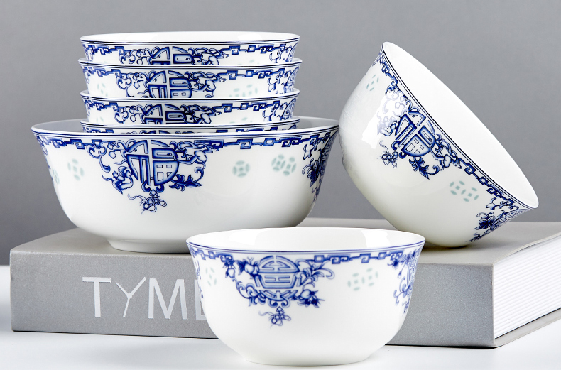 Birthday celebration ipads China life of bowl to eat bread and butter of jingdezhen blue and white glair ceramic bowl bowl bowl custom bowl of long life