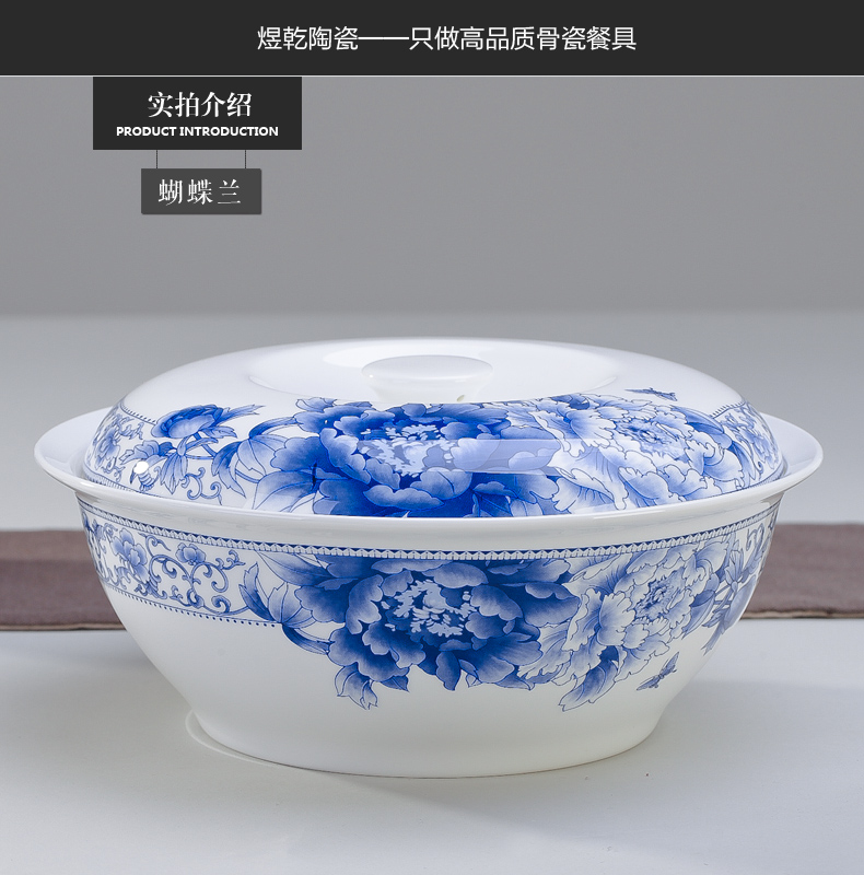 Suit 56 skull jingdezhen porcelain tableware Suit tall bowl bowl of blue and white porcelain plate ceramics glair household