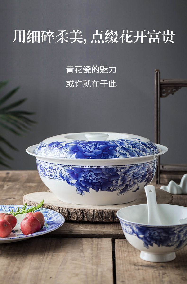 Dishes suit jingdezhen blue and white porcelain bowls cutlery set Chinese wind plate composite ceramic bowl home eat bread and butter