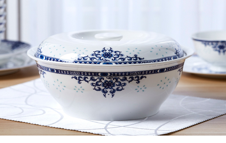 Dishes suit of jingdezhen blue and white porcelain tableware set ten bowl dish in huai composite ceramic household to eat bread and butter