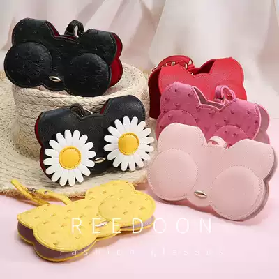 Glasses case women convenient pressure-proof creative personality storage sun glasses bag fashion cute can hanging large glasses bag tide