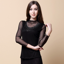 Pleasing half high collar real silk mesh knit bronzed and drilled undershirt mulberry silk double layer long sleeve headcoat female spring