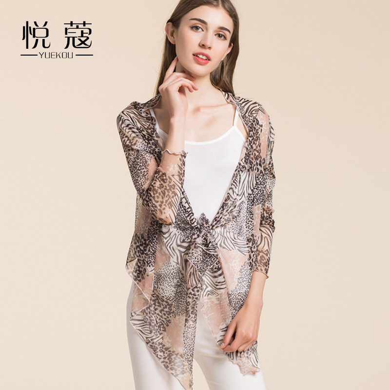 Yue Kou summer silk sunscreen clothing mesh shawl small jacket female mulberry silk thin section outer tower sunscreen clothing air-conditioning shirt