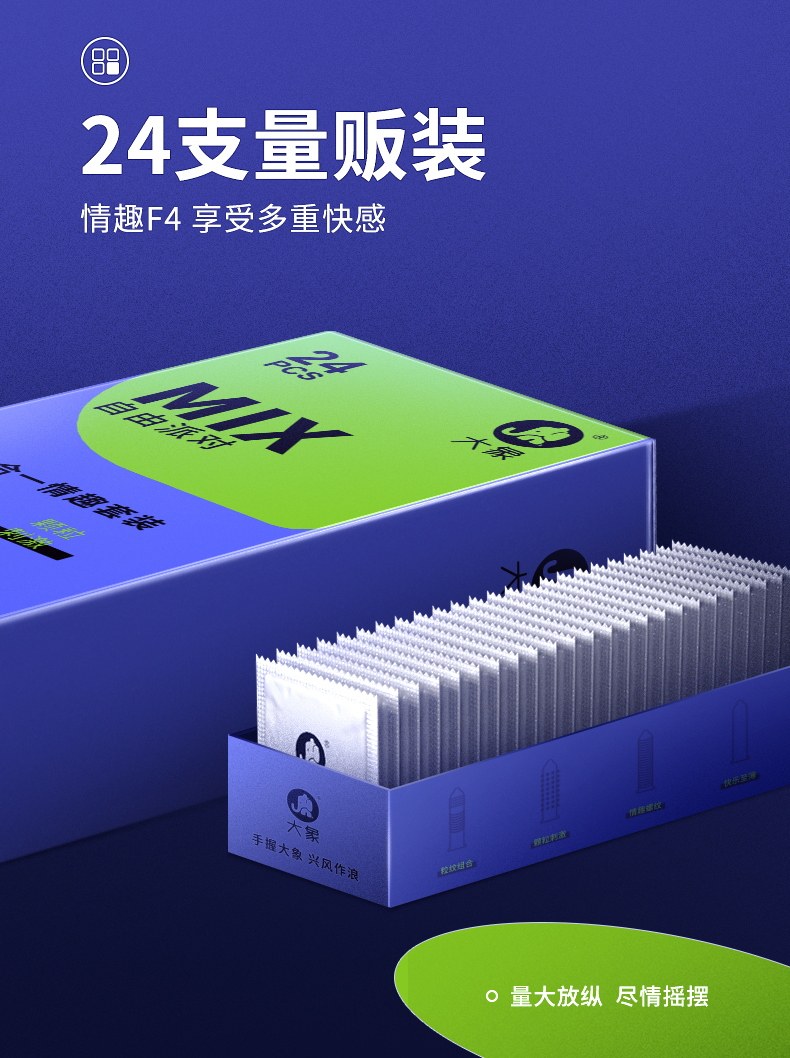 大象 颗粒螺纹四合一避孕套 48只 图3