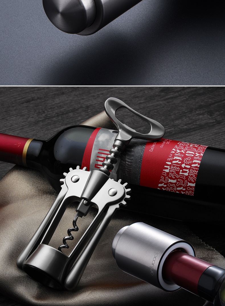 Onlycook can vacuum wine stopper + pearl nickel bottle opener kit wine red wine bottle stopper combination silica gel