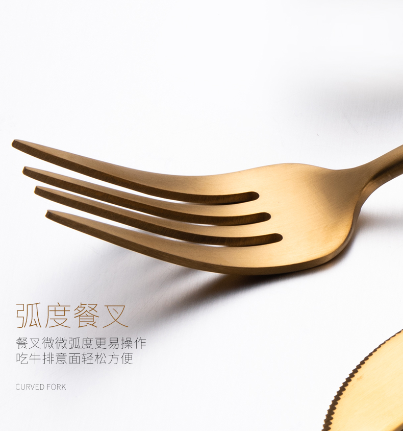 Onlycook top grade 304 stainless steel cutlery set continental food tableware household steak knife and fork spoon, gold