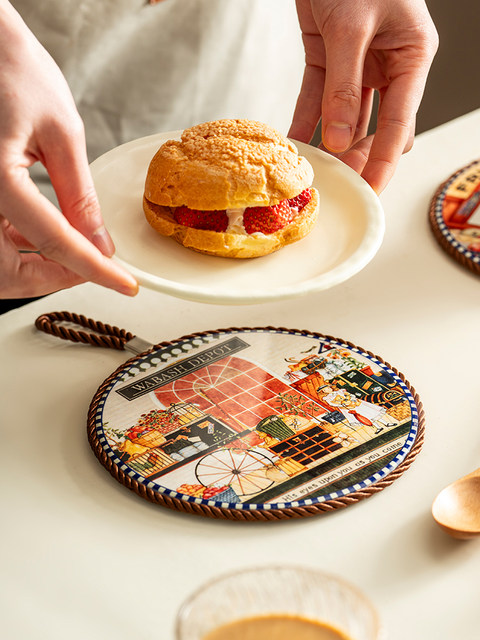 Onlycook retro ceramic heat insulation pad high temperature resistant anti-scalding dining table pad household tableware bowl pad casserole pad place mat