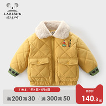 Rabbi tree childrens clothing boys cotton clothes 2021 winter clothes new childrens thick warm coat baby lapel cotton coat