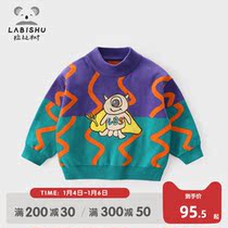 Rabbi tree childrens clothing childrens pullover sweater 2021 autumn and winter new boy knitwear baby middle and high neck sweater