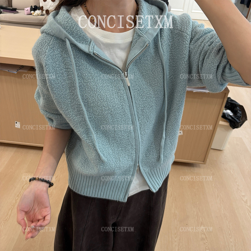[Tang Xiaomu] Hooded Knitwear Fashionable Knit Jacket S26383