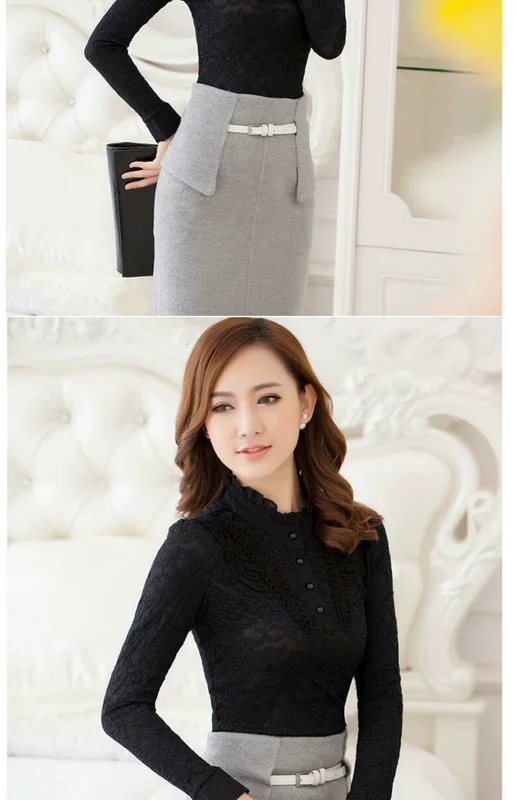 Áo nhung dày cộng với áo sơ mi nữ ấm áp mùa đông áo khoác nữ size lớn tay dài áo thun mỏng áo thun tính khí