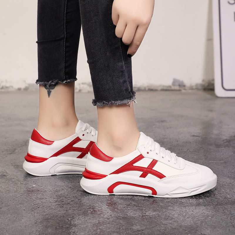 Tide brand inner heightening white shoes women's 2022 spring new Korean version fashion all-match non-slip thick bottom casual leather shoes