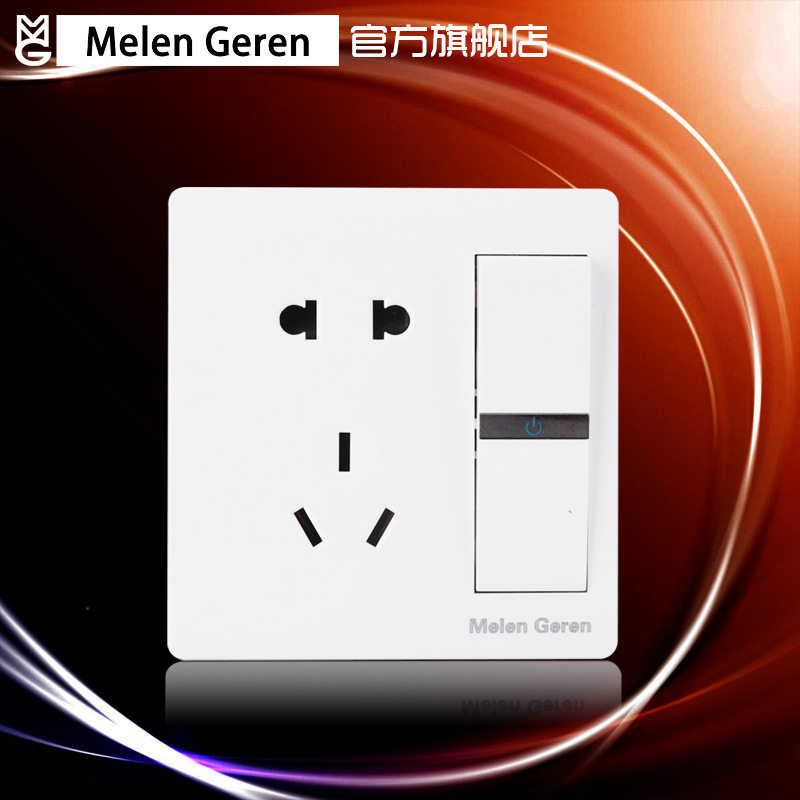 Melan Riland switch socket 86 type large plate frameless open five-hole socket flame retardant large spacing two three plug panel