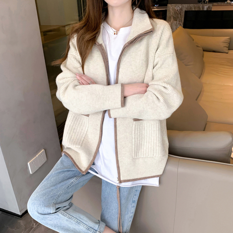 Lazy Wind Knit Jacket Women Spring 2022 New Exploits Fashion Foreign Pie LOOSE SWEATER Cardiovert Boom