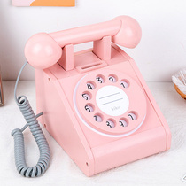 Children call simulation telephone baby early education turntable landline model baby old-fashioned retro wooden toys