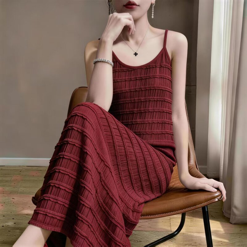 Four-Season Style, High-End, Large-Size, Korean-Style Loose-Fitting Camisole Dress, Mid-Length, Slim-Fitting Outerwear Dress for Women Four-Season Style, High-End, Large-Size, Korean-Style Loose-Fitting Camisole Dress, Mid-Length, Slim-Fitting Outerwear Dress for Women