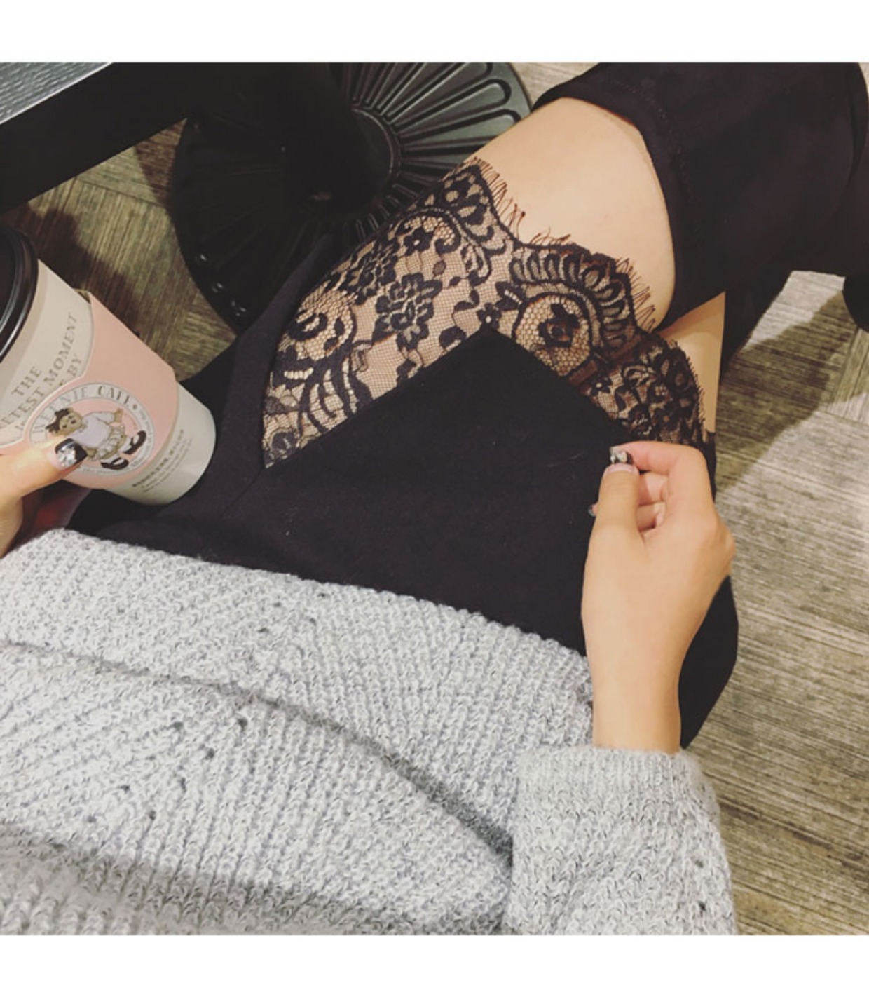 Quần bà bầu mùa thu đông 2018 phiên bản mới của Hàn Quốc mặc quần short len ​​màu đen hoang dã quần bầu baggy